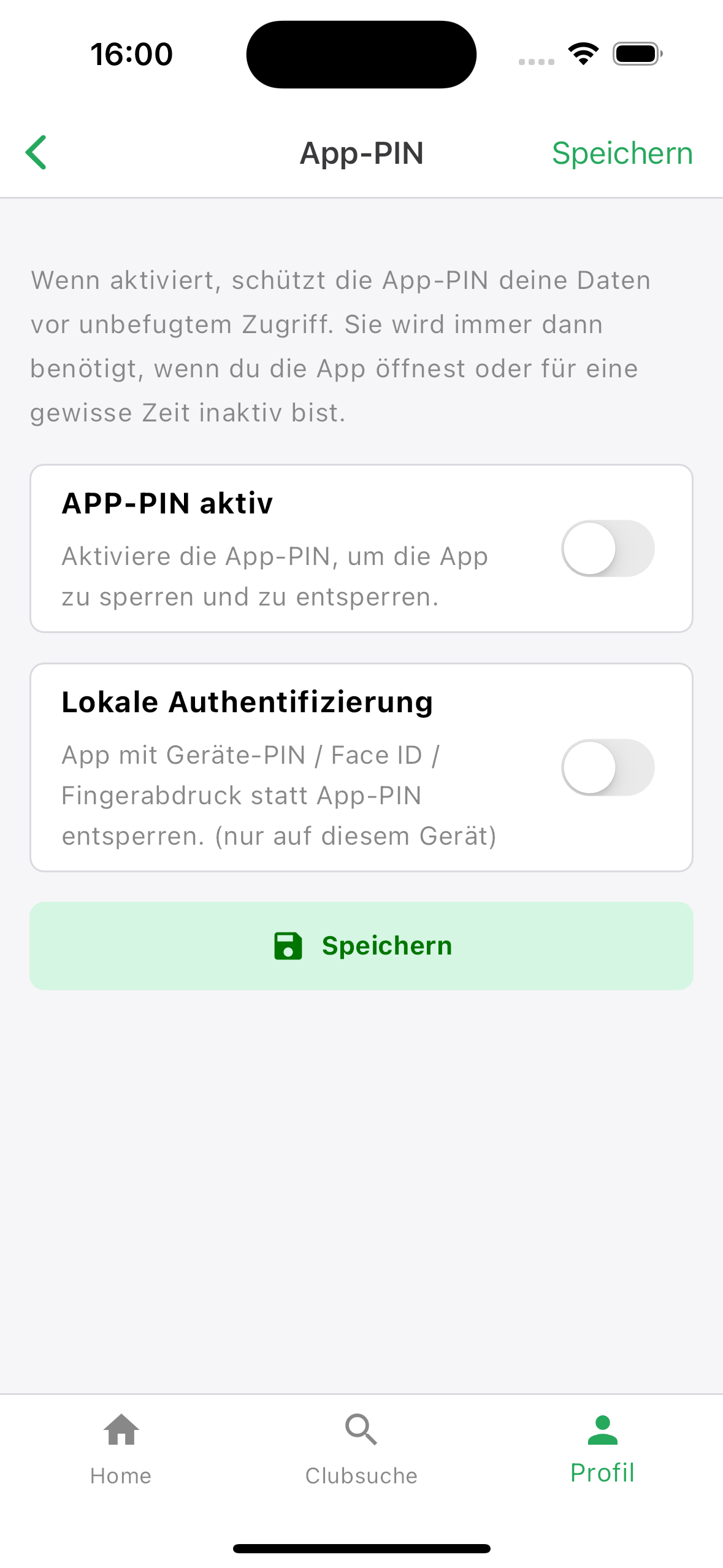 Passwort in der Hanf-App ändern