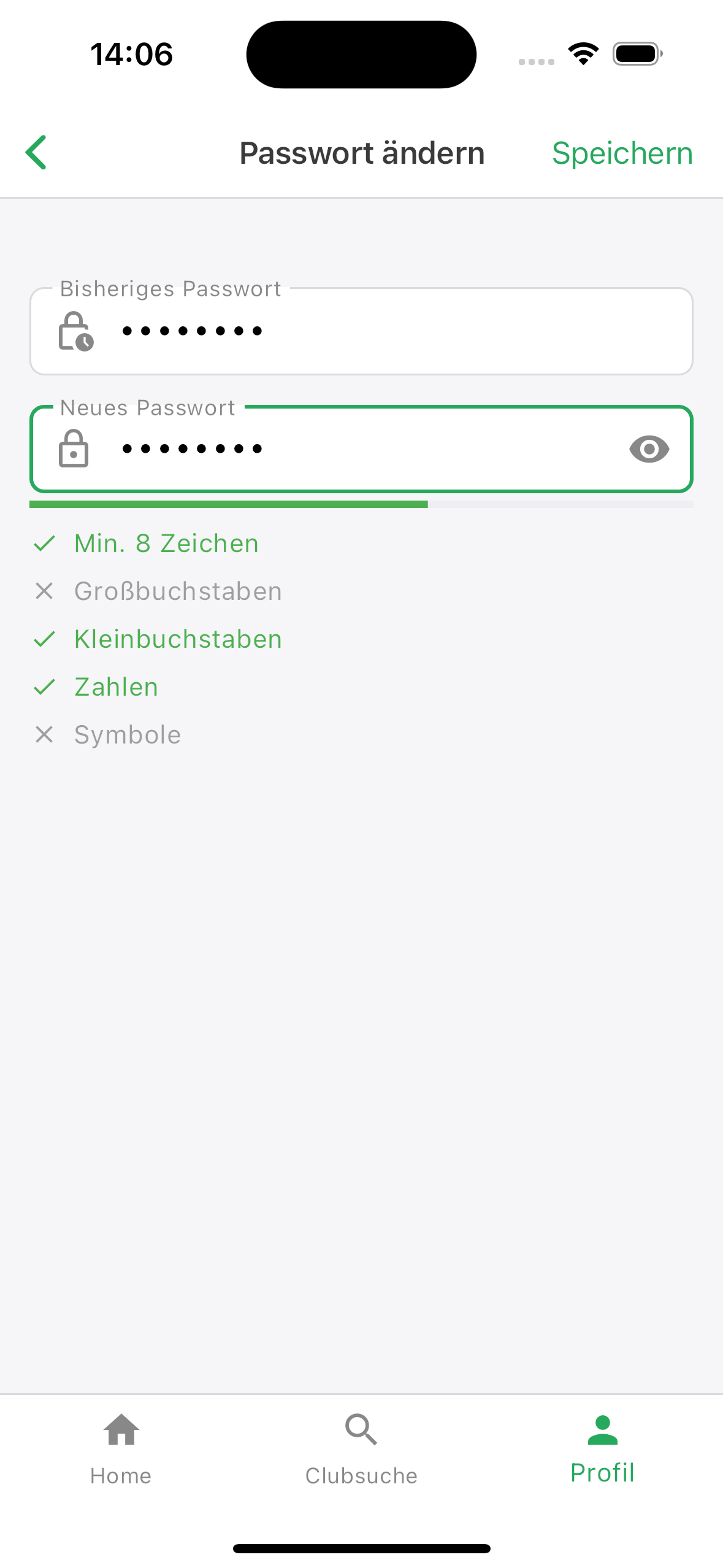 Passwort in der Hanf-App ändern