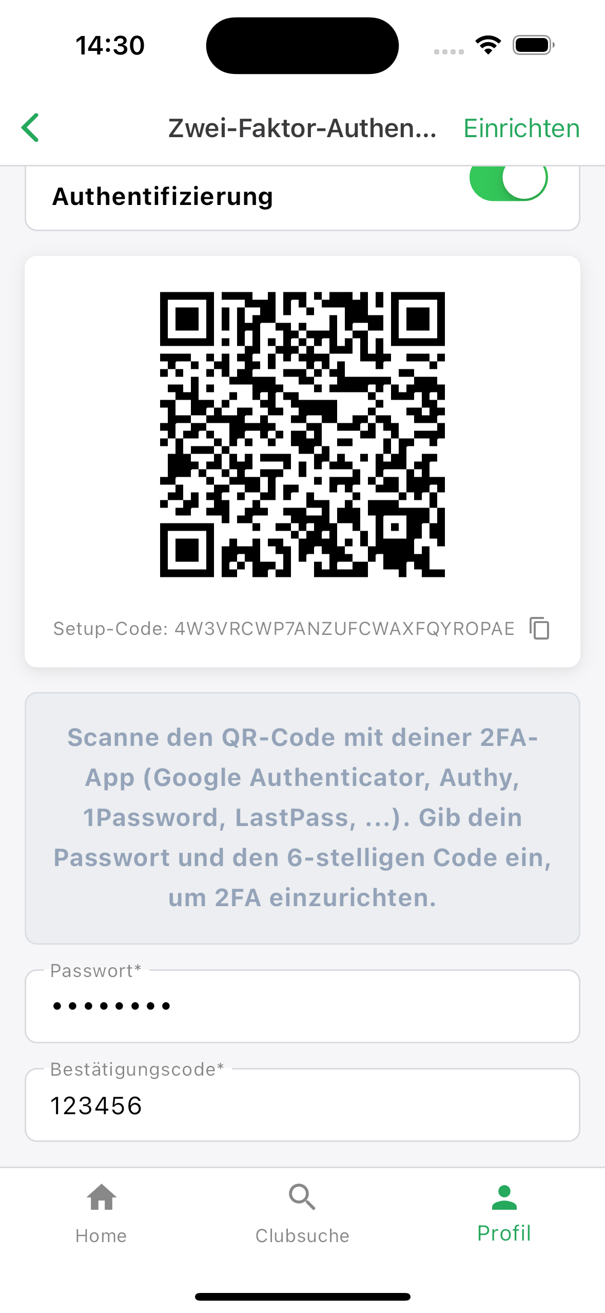 2FA in der Hanf-App aktivieren