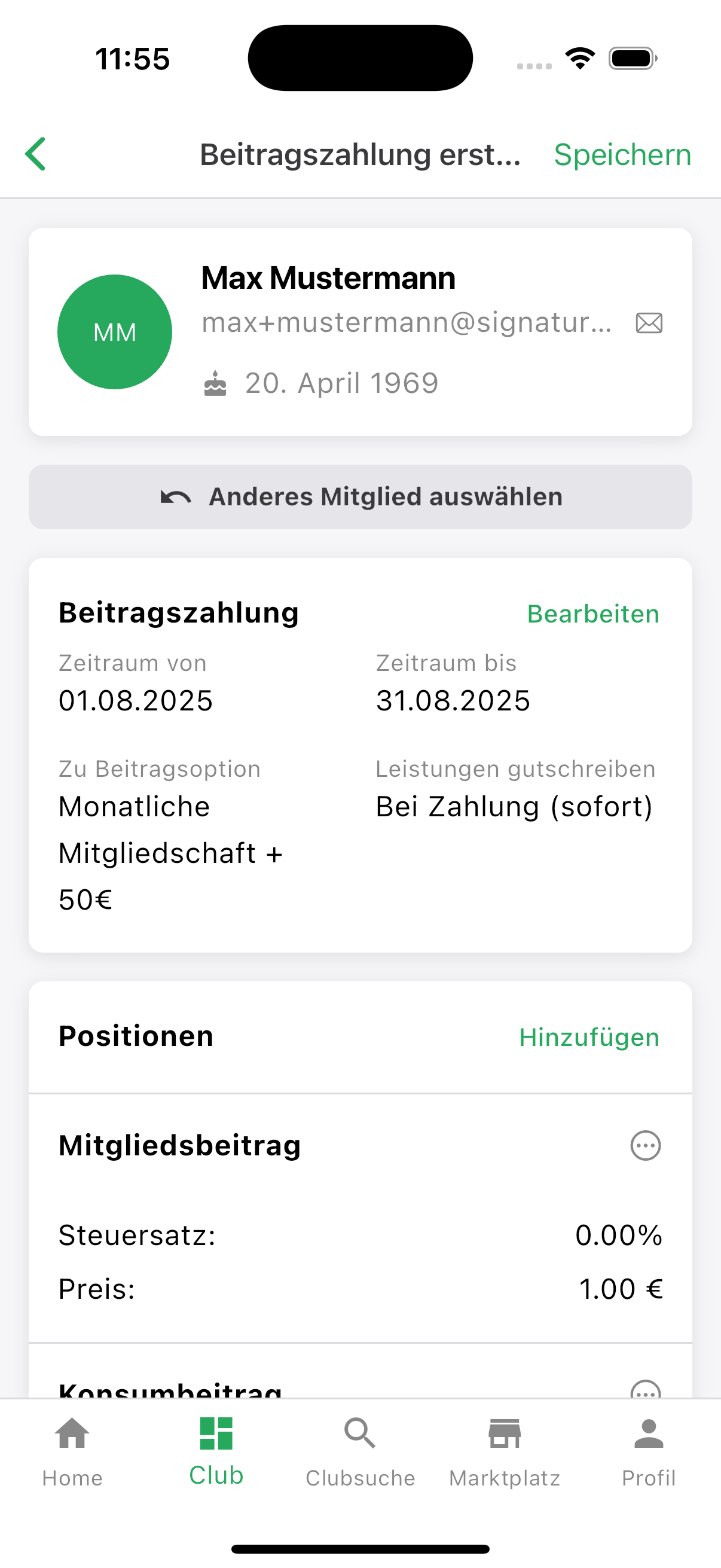 Beitragsoptionen in der Hanf-App anlegen