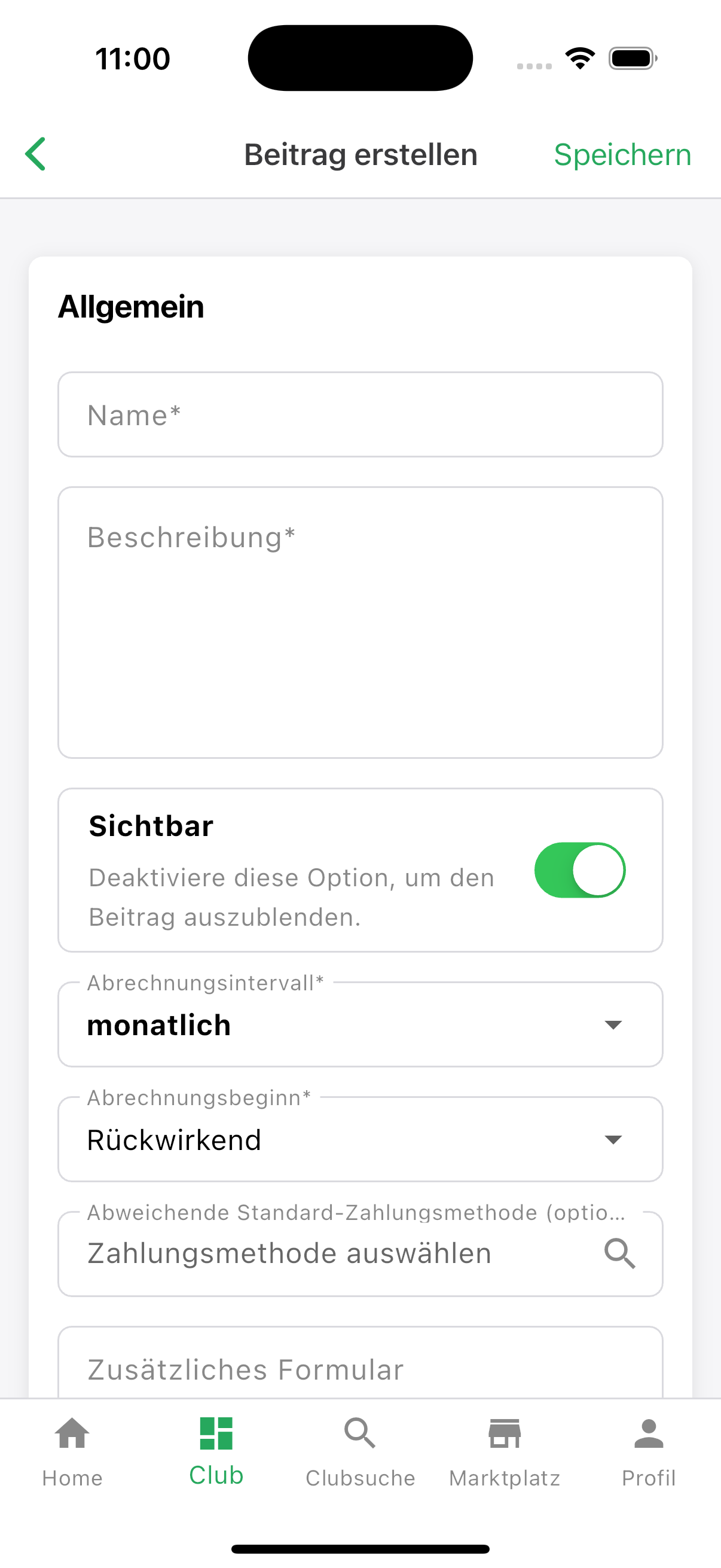 Beitragsoptionen in der Hanf-App anlegen