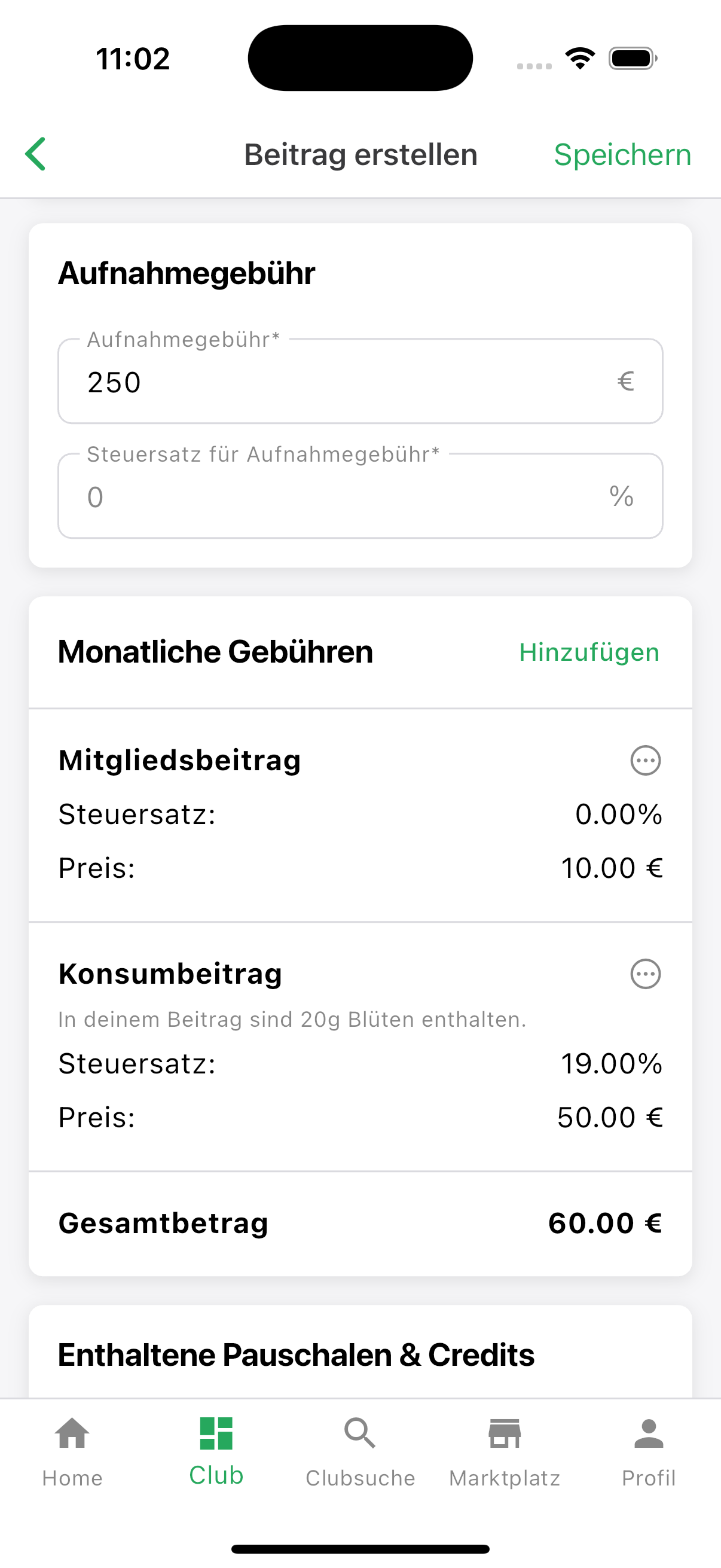 Gebühren für Beiträge in der Hanf-App anlegen